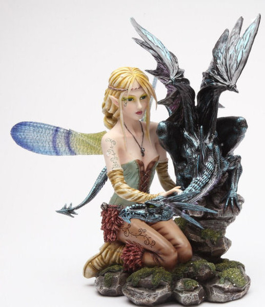 Fairy with Black Dragon Sculptural Statuette